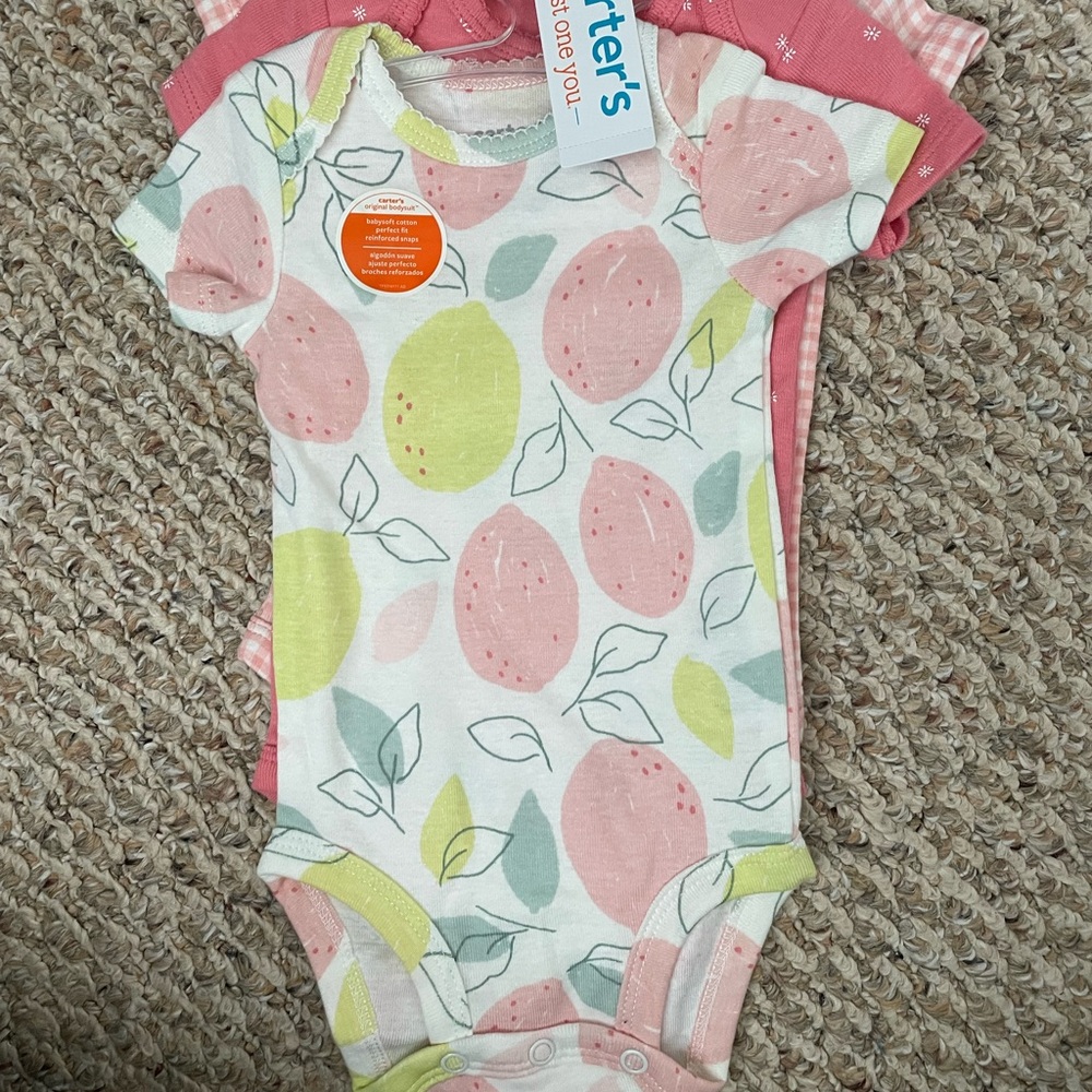 Carter's Pink and Green Floral Bodysuit One Piece